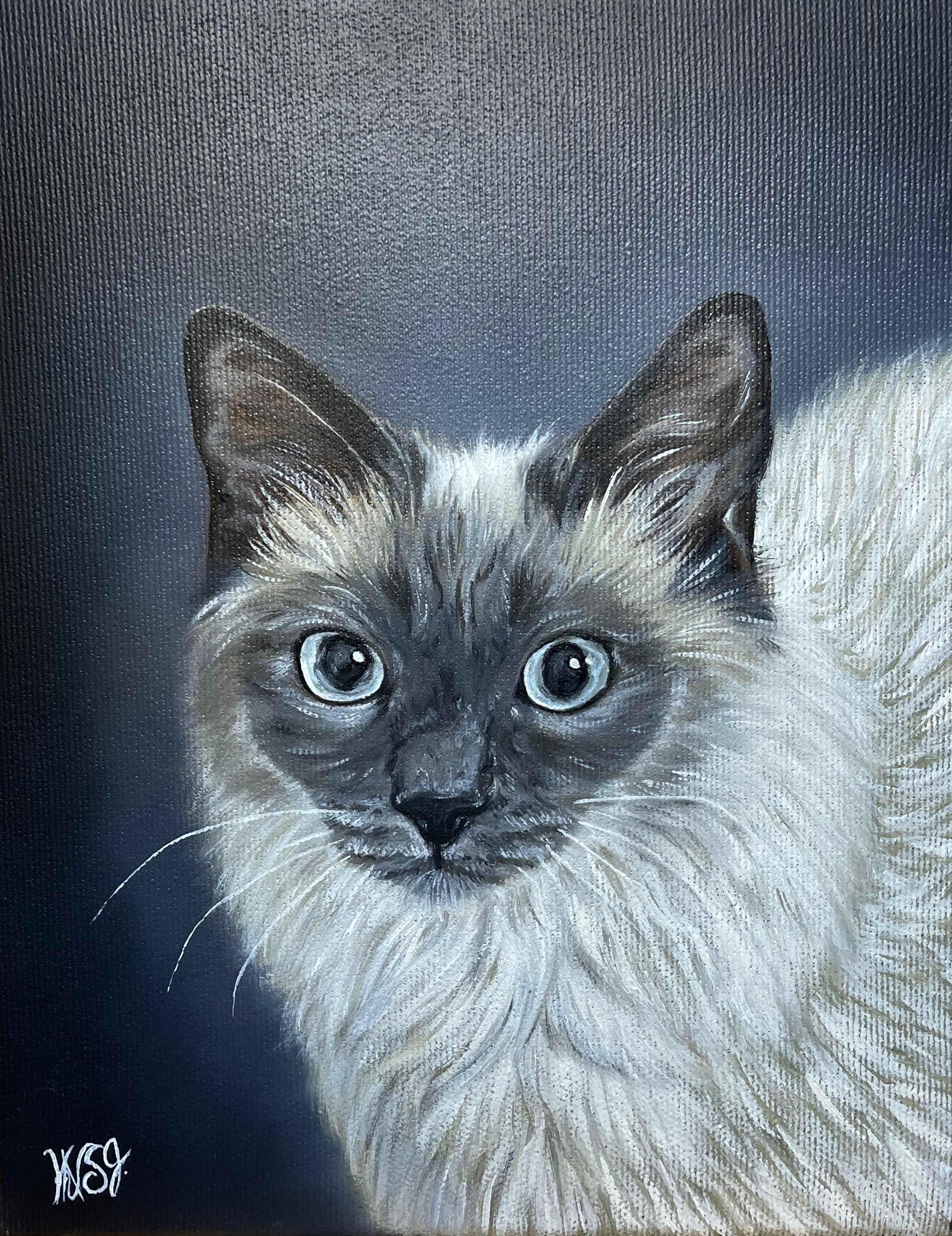 Hand-painted pet portrait of Gigi